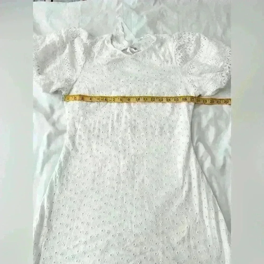 Free People Apricot Rose Eyelet Puff Sleeve Mini Dress Size Medium